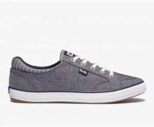 Keds Center II Chambray Stripe Navy | 7604-IEZVG