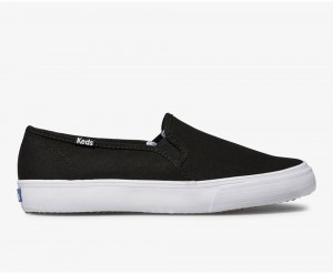 Keds Double Decker Canvas Black | 4309-GQJSZ