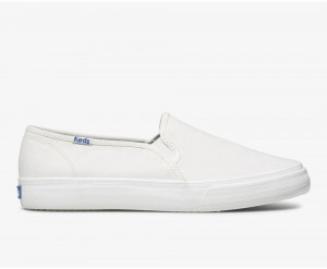 Keds Double Decker Leather White | 3426-ZGBQL