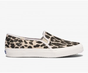 Keds Double Decker Leopard Beige / Black | 9726-RZPVK