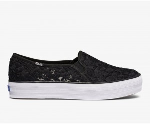 Keds Triple Decker Floral Embroidery Black | 4780-RYETX