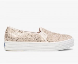 Keds Triple Decker Snake Suede Gold | 9028-OARIW