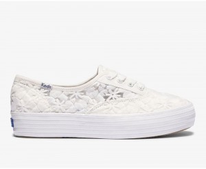 Keds Triple Floral Embroidery White | 1547-ADGRB