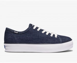 Keds Triple Kick Eco Denim Blue | 9438-JHFWE