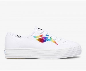 Keds Triple Kick Rainbow Wave White | 9701-NJMQZ