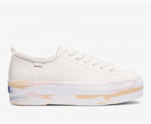 Keds Triple Up Leather Leather Marble White | 0728-KFGSU