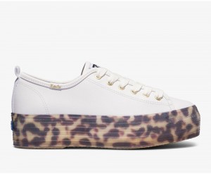 Keds Triple Up Leather Tortoise Foxing White | 2640-SUHXI