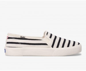 Keds x Hatch Double Decker Bateau Stripe White / Black | 7861-QWGRF