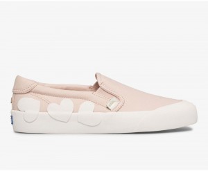 Keds x Kate Spade New York Crew Kick Heart Applique Pink | 8592-RJXTL