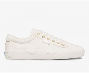 Keds x Kate Spade New York Crew Kick Rubber Applique Canvas White | 6205-NETWV