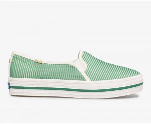 Keds x Kate Spade New York Triple Decker Stripe Mesh Green | 2750-JLIHX