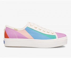 Keds x Kate Spade New York Triple Kick Multi Stripe Canvas Pink / Multicolor | 5726-YRSJI