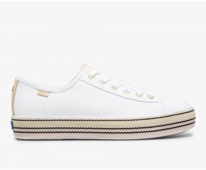 Keds x Kate Spade New York Triple Kick Woven Stripe Foxing White | 1759-ZSITJ