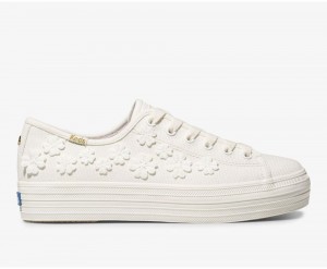 Keds x Kate Spade New York Triple Kick Woven Flowers White | 3146-BAFTR