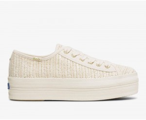 Keds x Kate Spade New York Triple Up Woven Beige | 7608-JPYDA