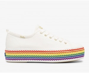 Keds x Organic Cotton Triple Up Rainbow Jute White | 2078-FQEYW