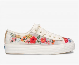 Keds x Rifle Paper Co. Triple Kick Embroidered Mesh White / Multicolor | 0463-HKNSJ