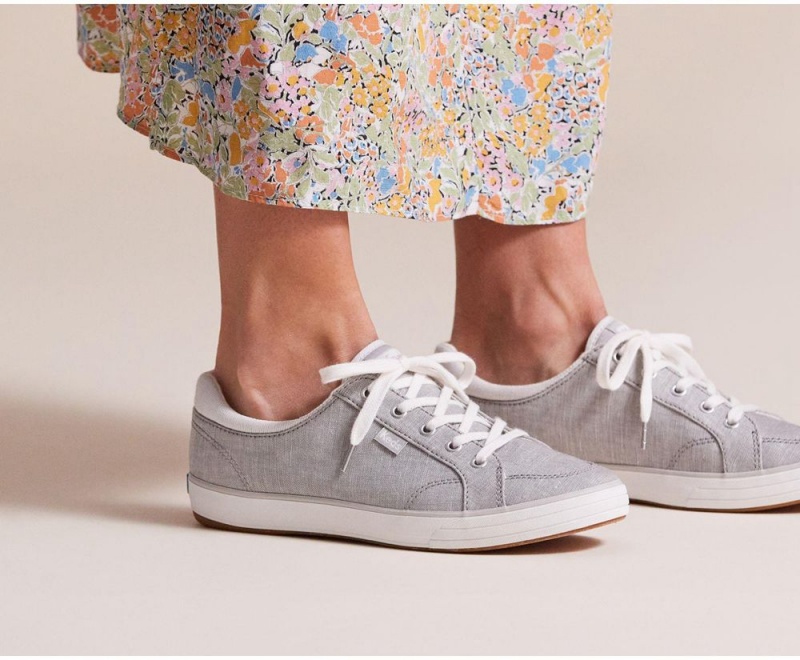 Keds Center II Chambray Stripe Grey | 4756-NQCIU