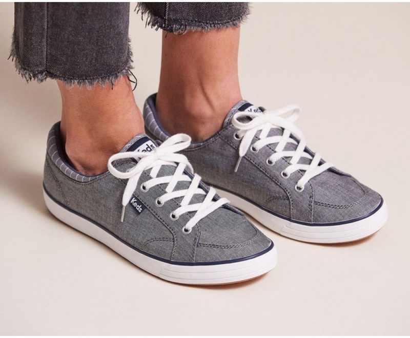 Keds Center II Chambray Stripe Navy | 7604-IEZVG