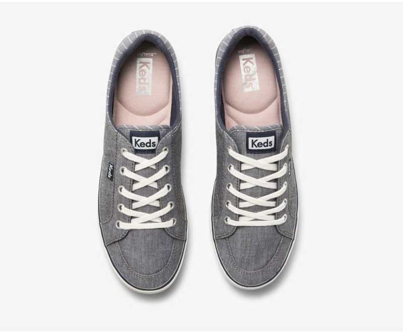 Keds Center II Chambray Stripe Navy | 7604-IEZVG