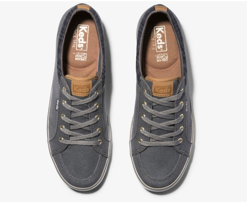 Keds Center Waxed Canvas Grey | 0592-KOBVJ