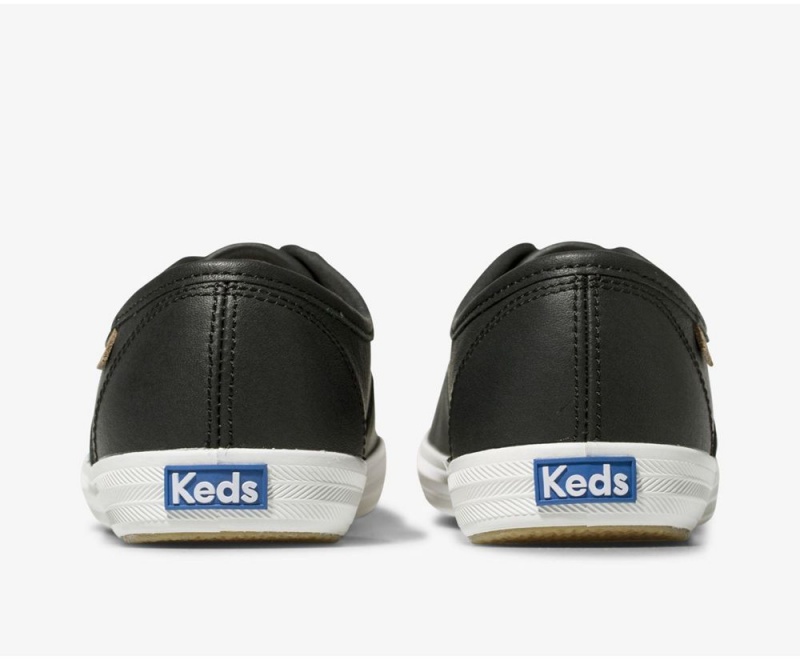 Keds Champion Luxe Leather Black | 1543-DOLKZ