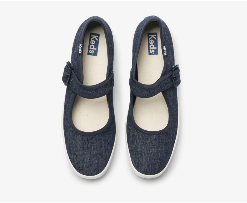 Keds Champion Mary Jane Eco Denim Blue | 7593-IEZSQ