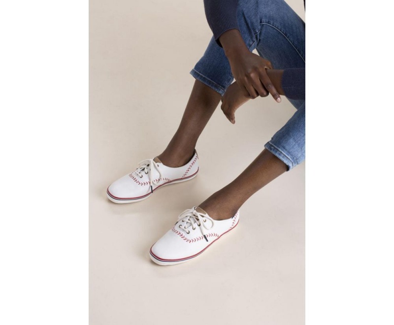 Keds Champion Pennant Leather White | 7264-JWZKG