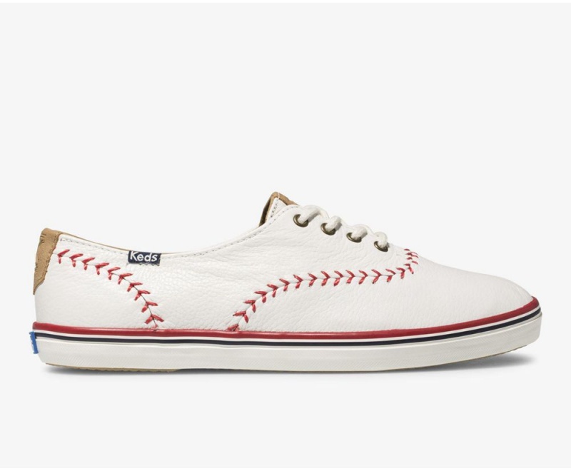 Keds Champion Pennant Leather White | 7264-JWZKG