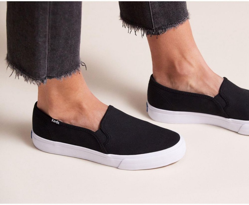 Keds Double Decker Canvas Black | 4309-GQJSZ