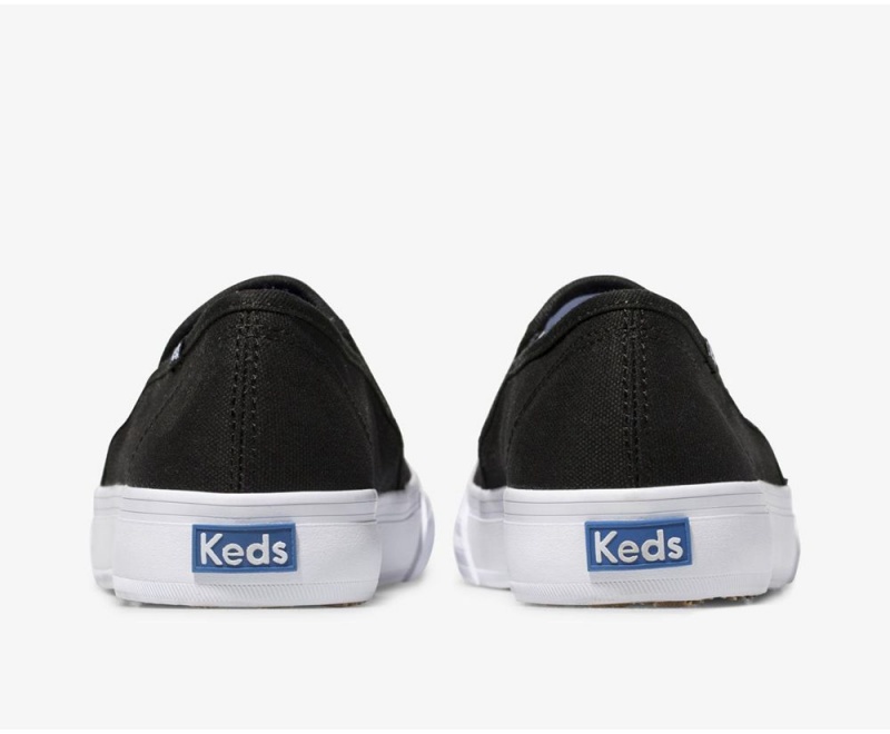 Keds Double Decker Canvas Black | 4309-GQJSZ