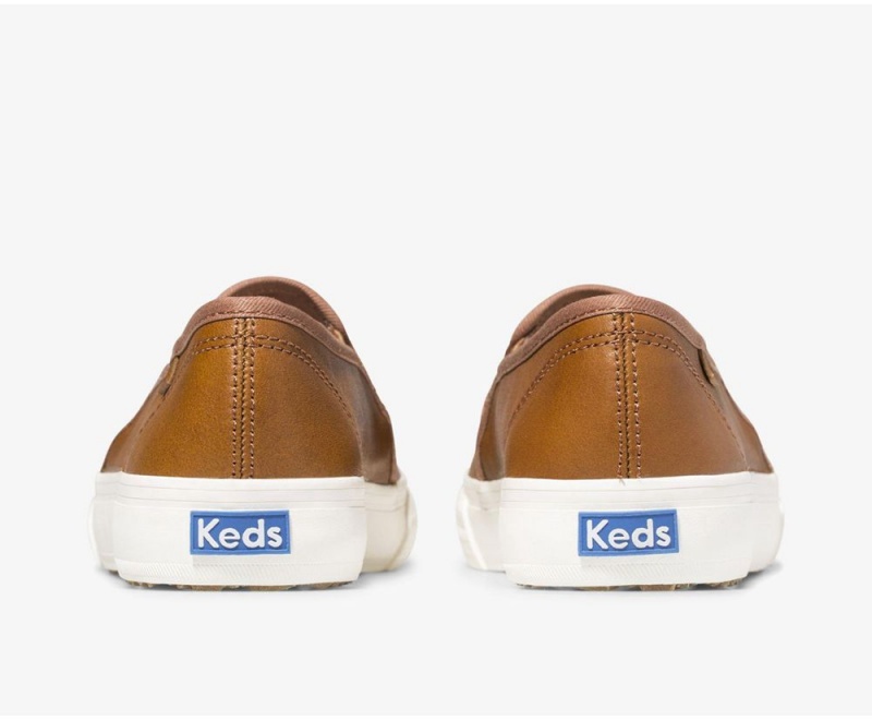 Keds Double Decker Leather Brown | 7369-NQATX