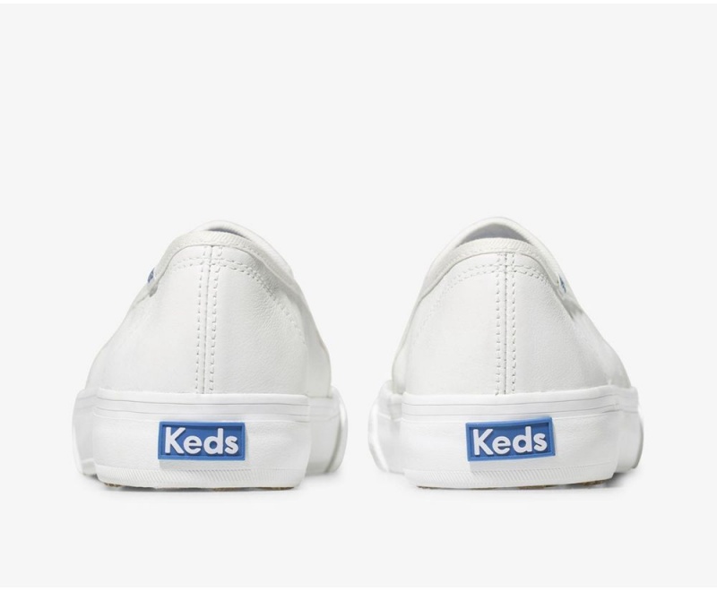 Keds Double Decker Leather White | 3426-ZGBQL