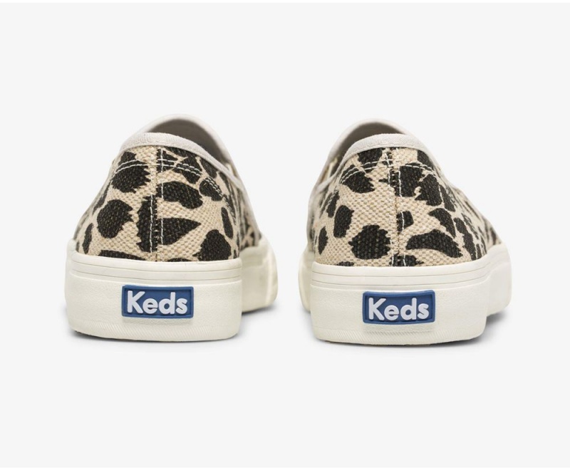 Keds Double Decker Leopard Beige / Black | 9726-RZPVK