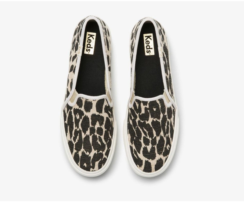 Keds Double Decker Leopard Beige / Black | 9726-RZPVK