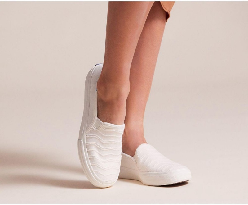 Keds Double Decker Ribbed Wave Jersey White | 6378-QNLBM