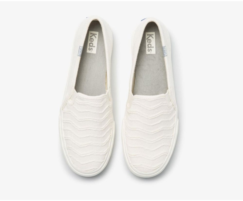 Keds Double Decker Ribbed Wave Jersey White | 6378-QNLBM