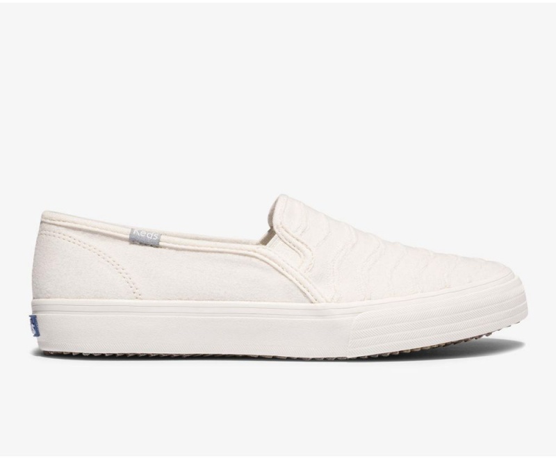 Keds Double Decker Ribbed Wave Jersey White | 6378-QNLBM