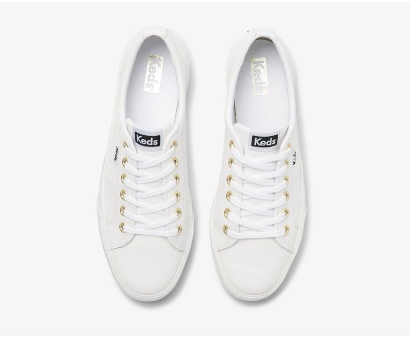 Keds Jump Kick Duo Leather White | 4625-JZNGE