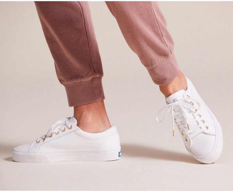 Keds Jump Kick Leather White | 5032-QGFSR