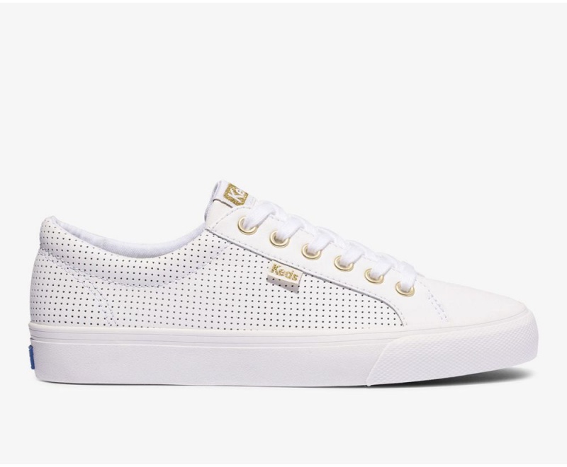 Keds Jump Kick Perf Leather White | 9531-MDWTO