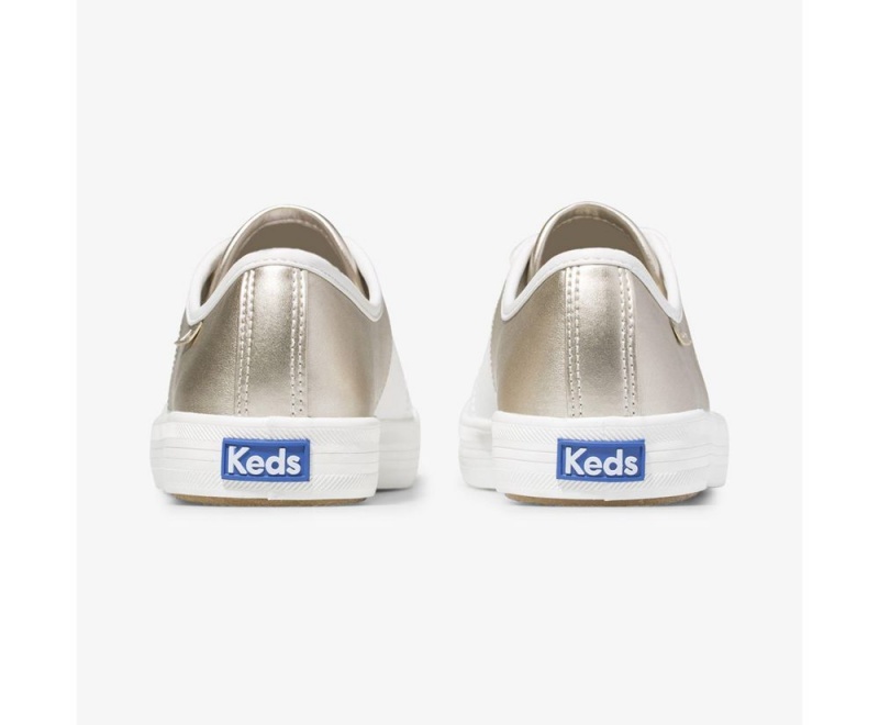 Keds Kickstart 50/50 Leather Metallic White/Silver White / Silver | 6109-BRPJC