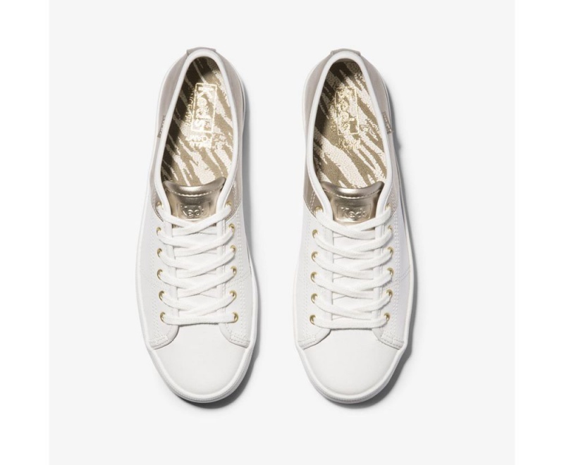 Keds Kickstart 50/50 Leather Metallic White/Silver White / Silver | 6109-BRPJC