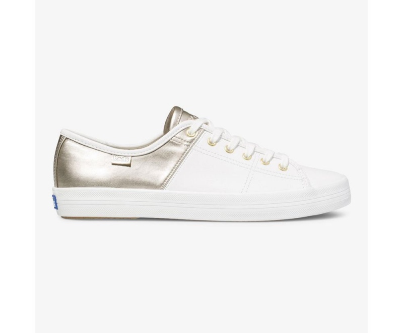 Keds Kickstart 50/50 Leather Metallic White/Silver White / Silver | 6109-BRPJC