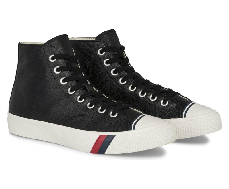 Keds Royal Hi Leather Black | 6421-VUQHY