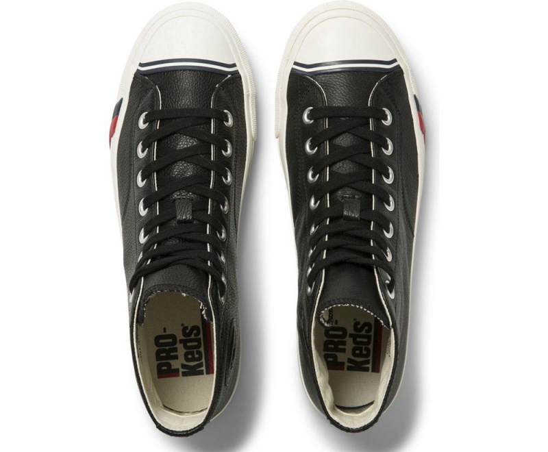 Keds Royal Hi Leather Black | 6421-VUQHY