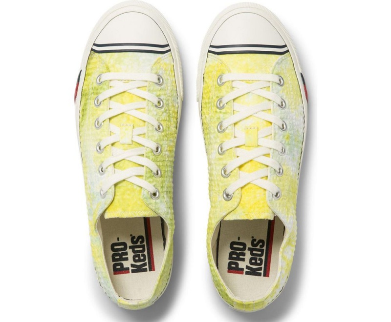 Keds Royal Lo Tie Dye Seersucker Yellow | 2487-LZUWP