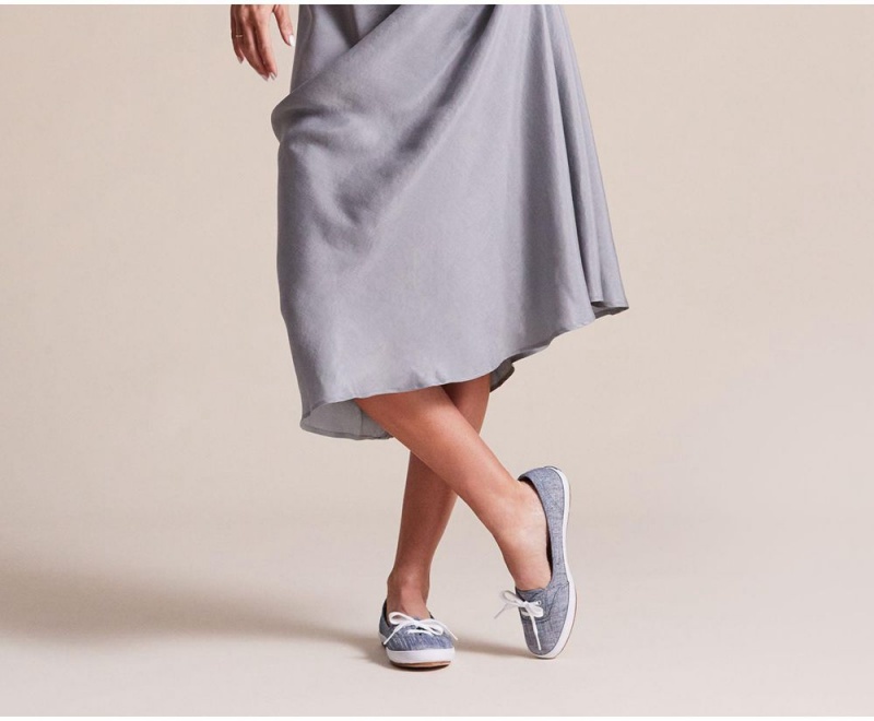 Keds Teacup Chambray Blue | 1702-NUVQF