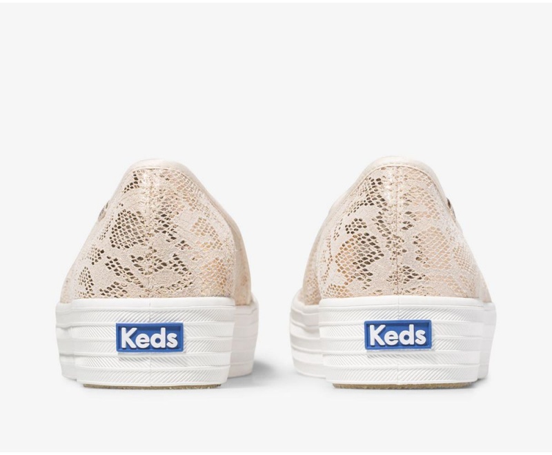 Keds Triple Decker Snake Suede Gold | 9028-OARIW