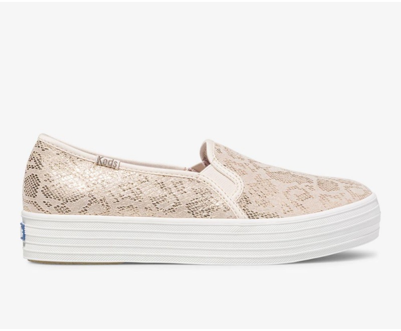 Keds Triple Decker Snake Suede Gold | 9028-OARIW